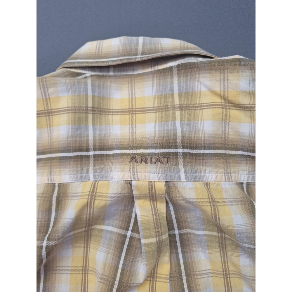 Ariat XLT Long Sleeve Yellow Plaid Work Western Rodeo Cowboy Chore - Picture 10 of 11